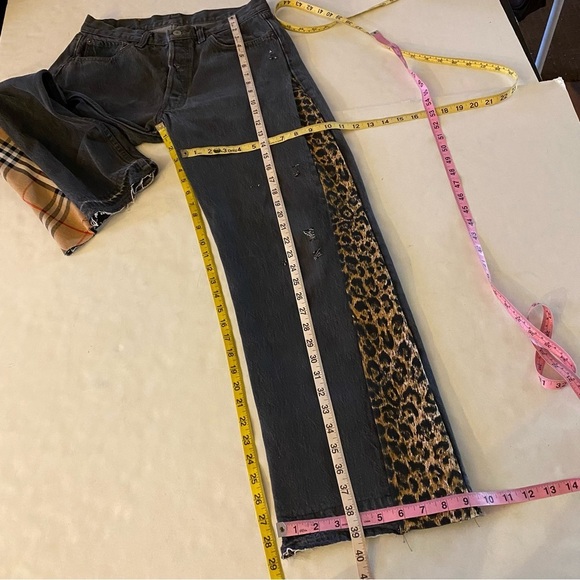 Vintage 80s Levi’s 501 - 0658 Custom Jeans Waist 29 Women Size 6 8 Leopard Plaid - Picture 10 of 16